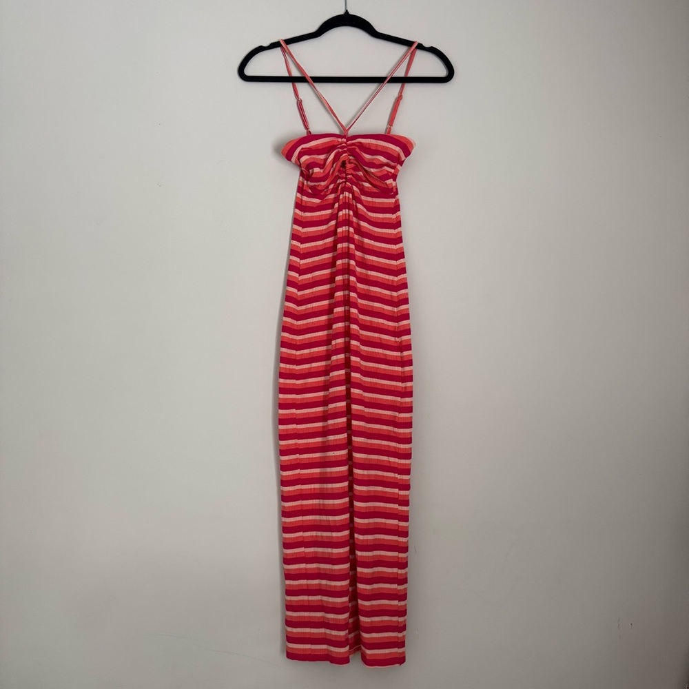L Space striped halter maxi dress